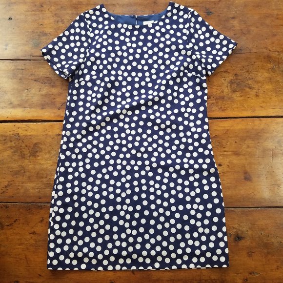 J.Crew Navy Polka Dot Midi Dress - Picture 1 of 5